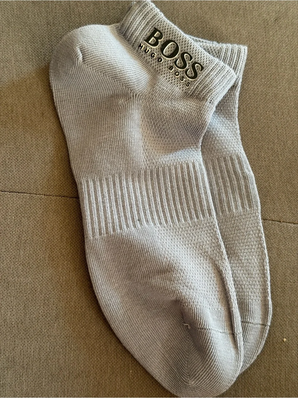 Boss Light Gray Athletic Ankle Socks with Logo